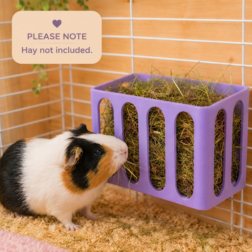 Pastel Purple guinea pig and rabbit hay rack, cage and wall mounted, 3D printed in Britain
