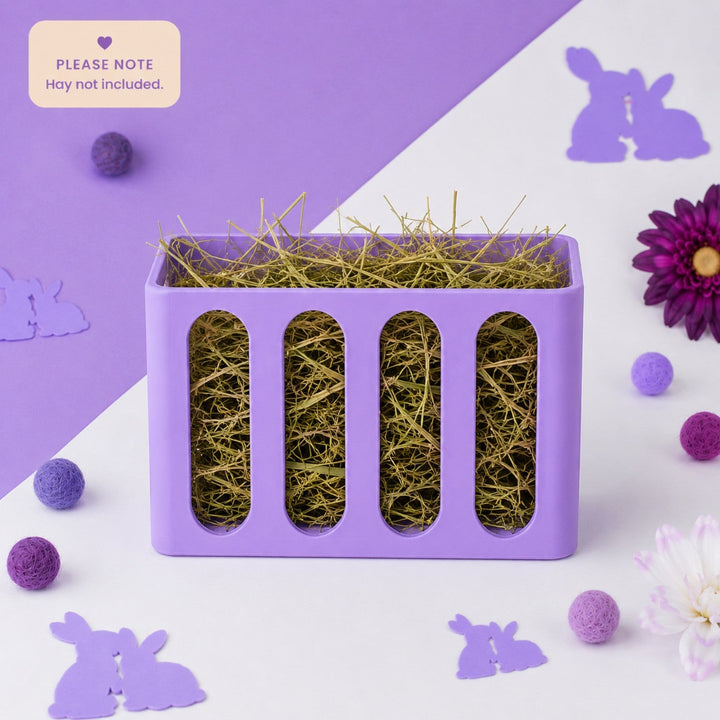 Pastel Purple guinea pig and rabbit hay rack, cage and wall mounted, 3D printed in Britain