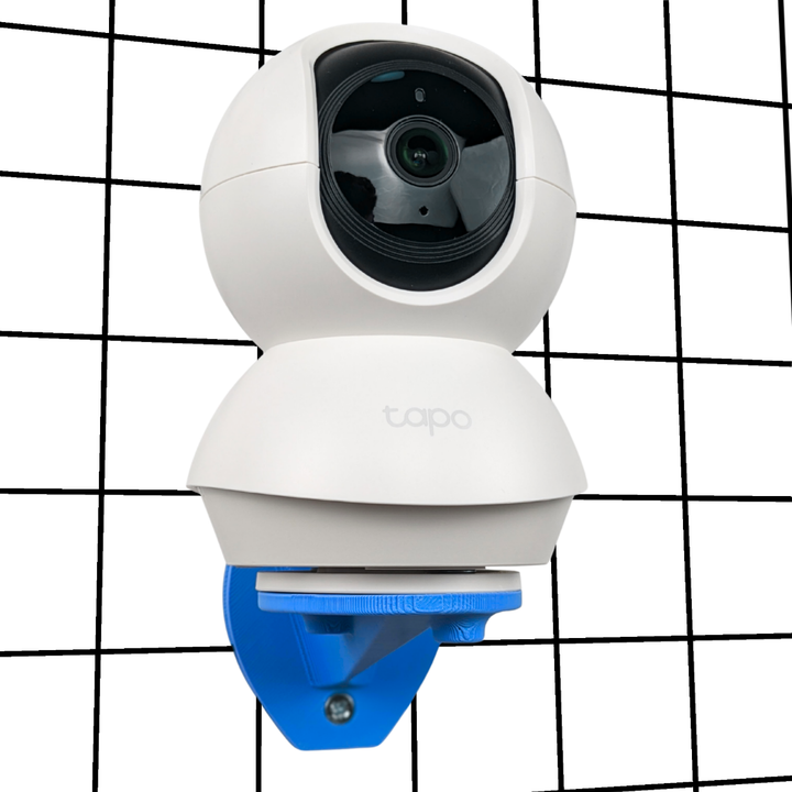 Sky Blue guinea pig Tapo camera cage mount back view, cable management holes, made in Britain
