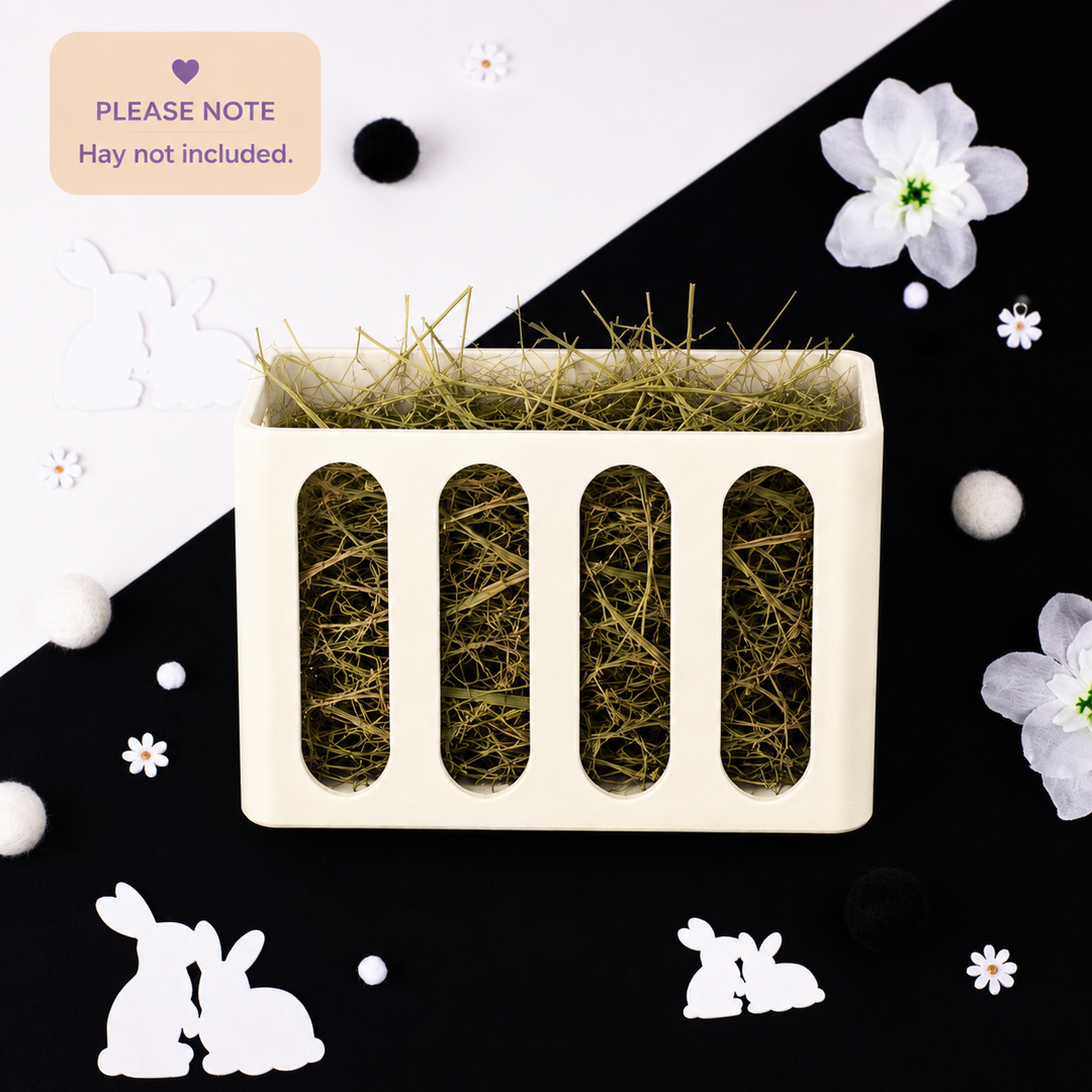 White guinea pig and rabbit hay rack, cage and wall mounted, 3D printed in Britain