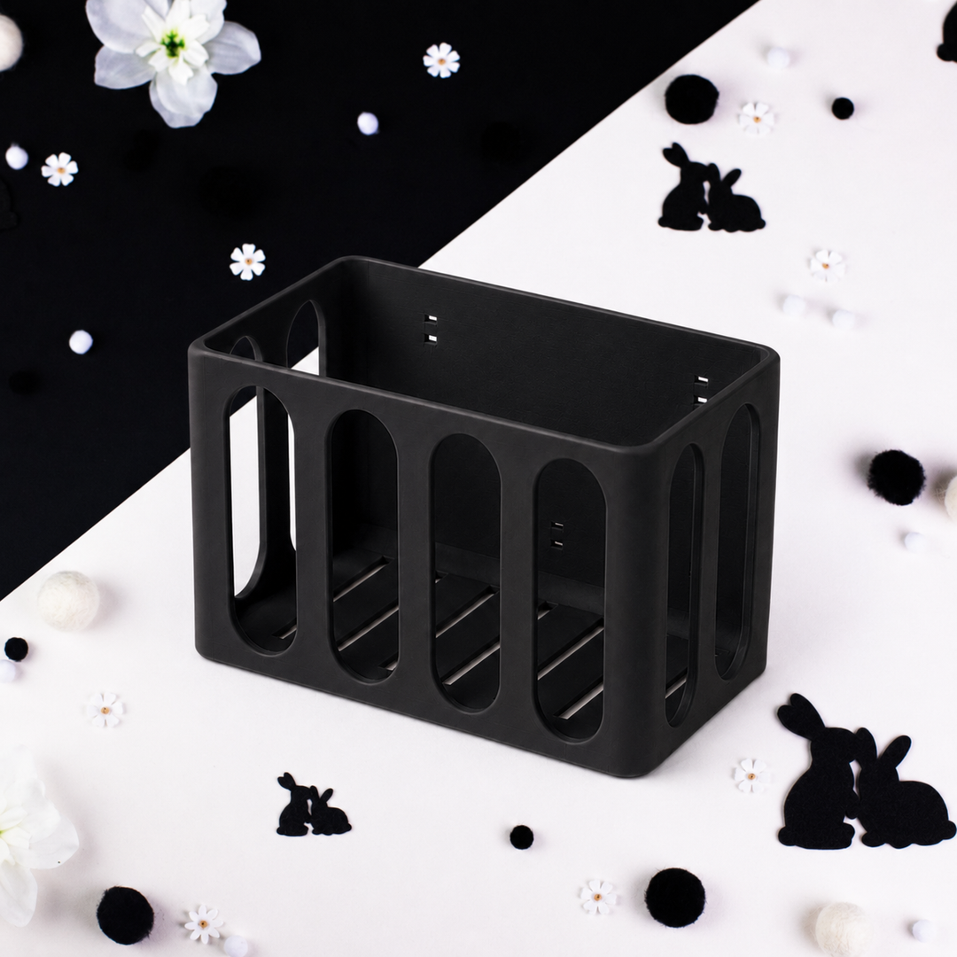 Jet Black guinea pig and rabbit hay rack, cage and wall mounted, 3D printed in Britain