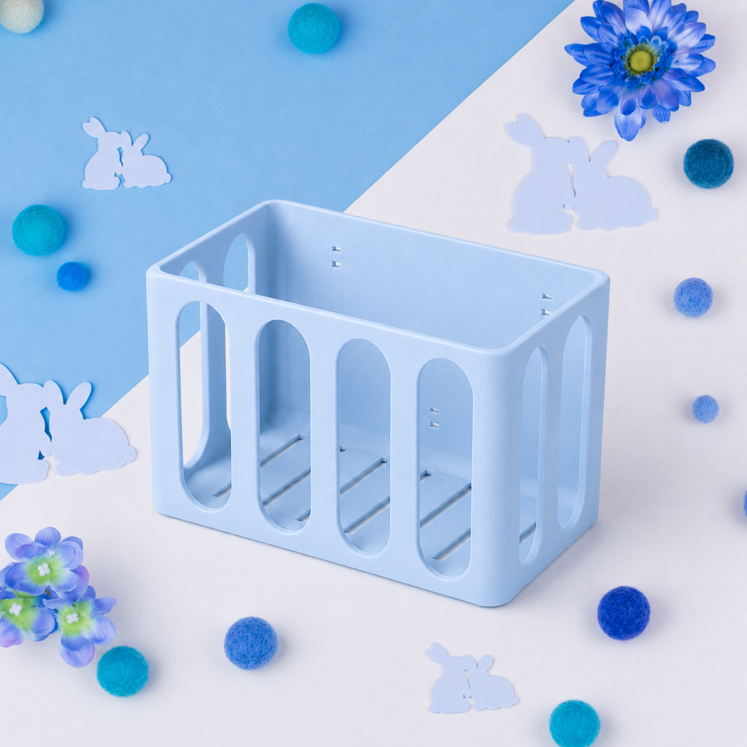 Pastel Blue guinea pig and rabbit hay rack, cage and wall mounted, 3D printed in Britain