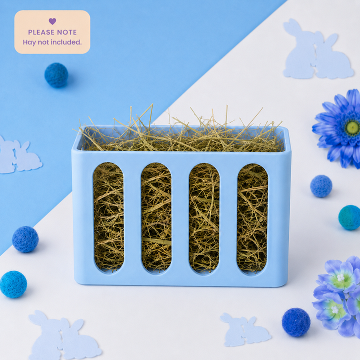 Pastel Blue guinea pig and rabbit hay rack, cage and wall mounted, 3D printed in Britain