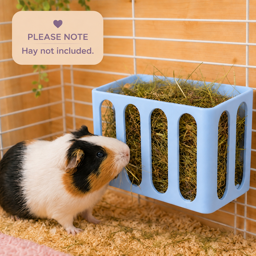 Pastel Blue guinea pig and rabbit hay rack, cage and wall mounted, 3D printed in Britain