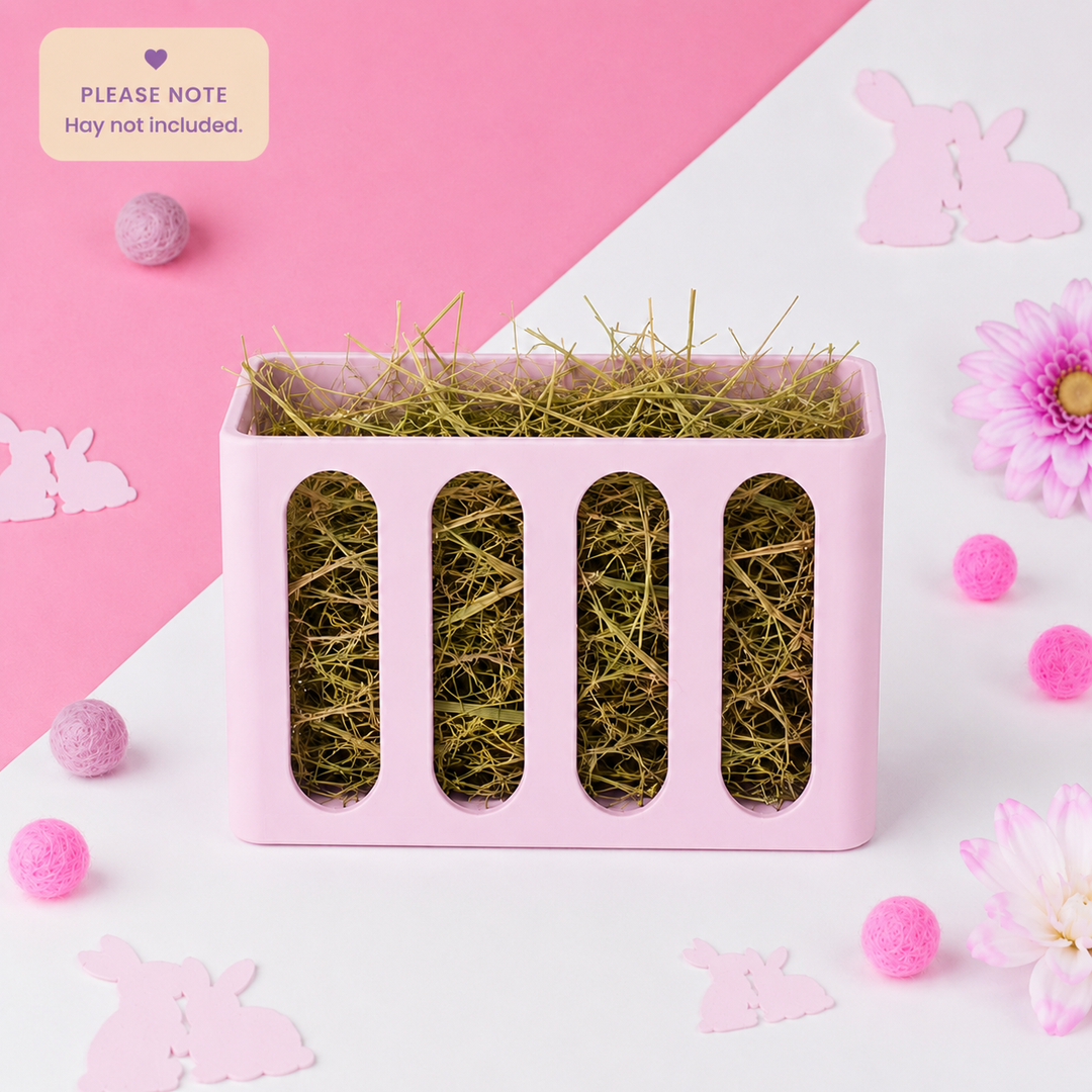 Pastel Pink guinea pig and rabbit hay rack, cage and wall mounted, 3D printed in Britain