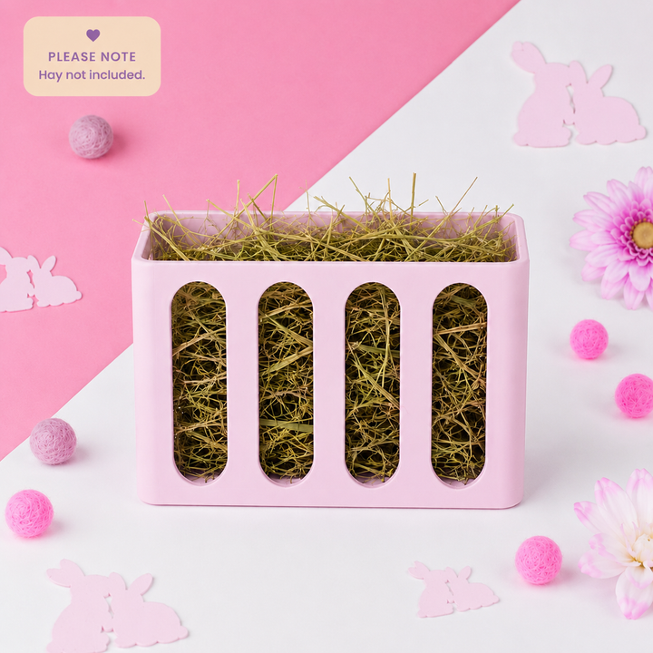 Pastel Pink guinea pig and rabbit hay rack, cage and wall mounted, 3D printed in Britain