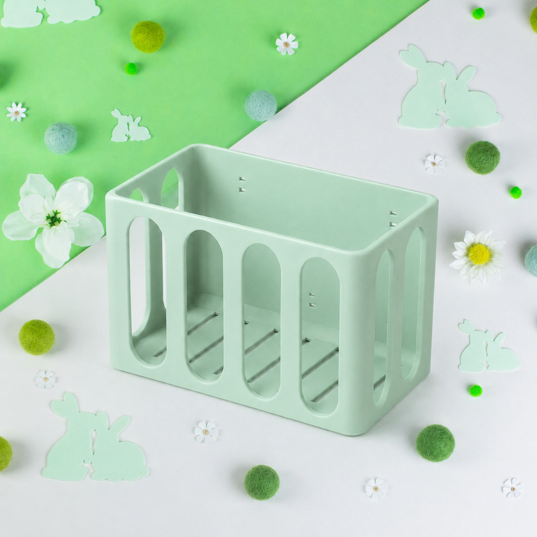 Pastel Green guinea pig and rabbit hay rack, cage and wall mounted, 3D printed in Britain