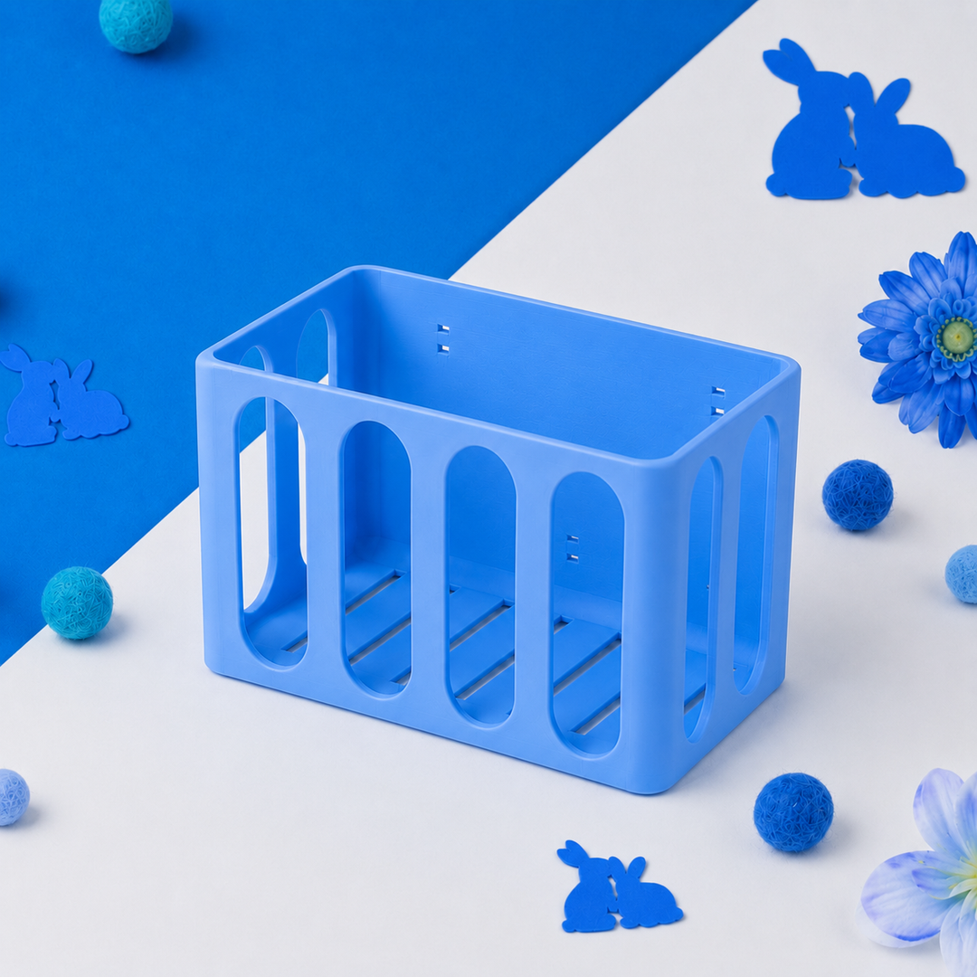Sky Blue guinea pig and rabbit hay rack, cage and wall mounted, 3D printed in Britain