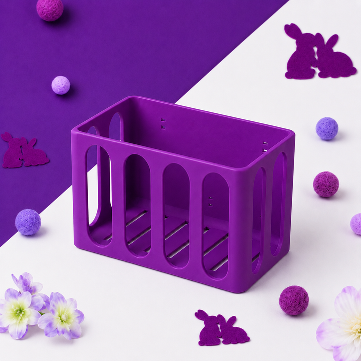 Electric Purple guinea pig and rabbit hay rack, cage and wall mounted, 3D printed in Britain