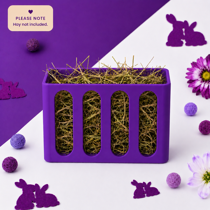 Electric Purple guinea pig and rabbit hay rack, cage and wall mounted, 3D printed in Britain