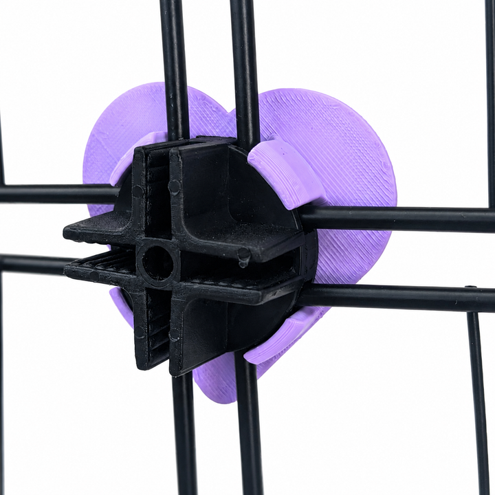 Pastel Purple decorative cage connector for small pet cage, hearts design, 3D printed Sheffield