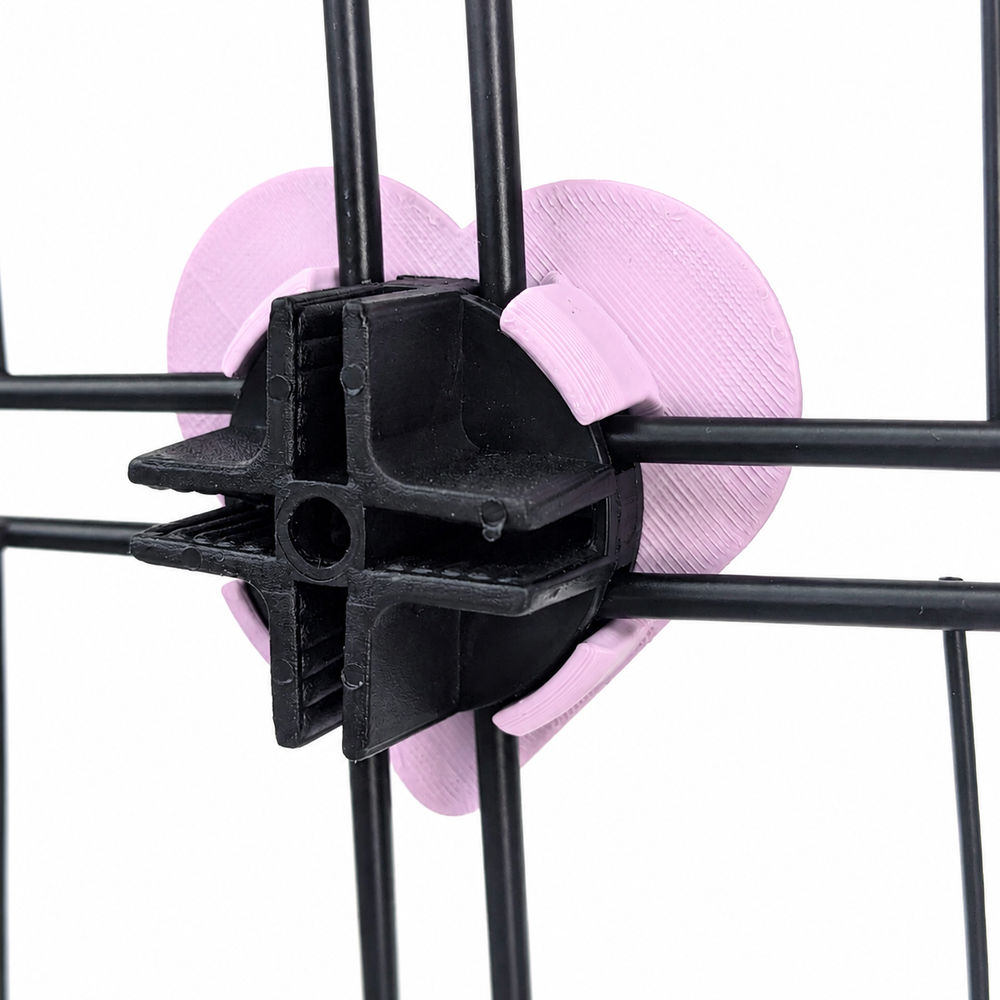 Pastel Pink decorative cage connector for small pet cage, hearts design, 3D printed Sheffield