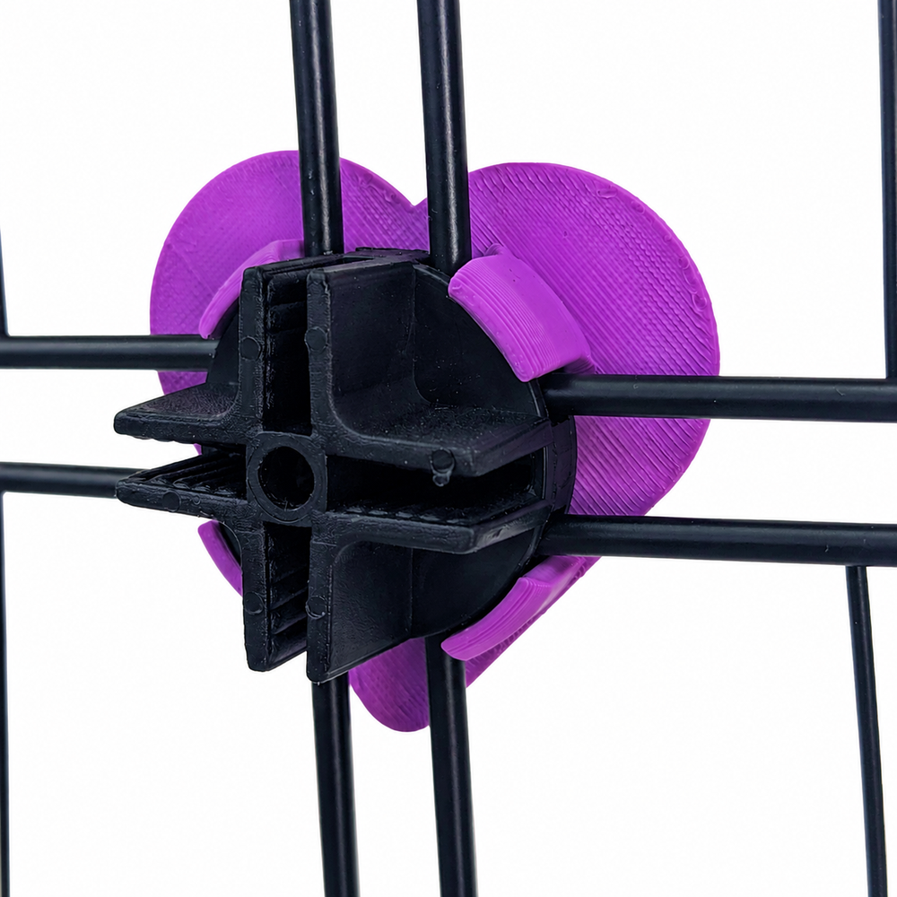Electric Purple decorative cage connector for small pet cage, hearts design, 3D printed Sheffield