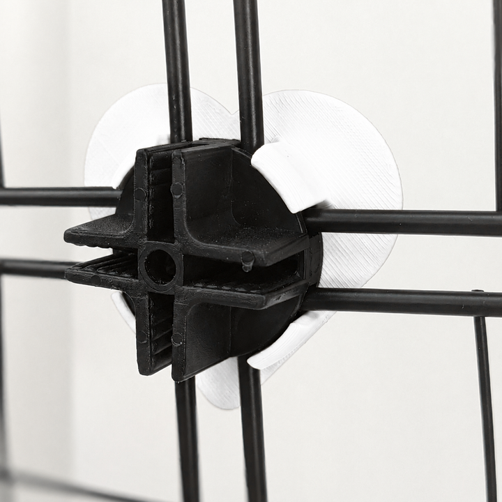 Bright White decorative cage connector for small pet cage, hearts design, 3D printed Sheffield