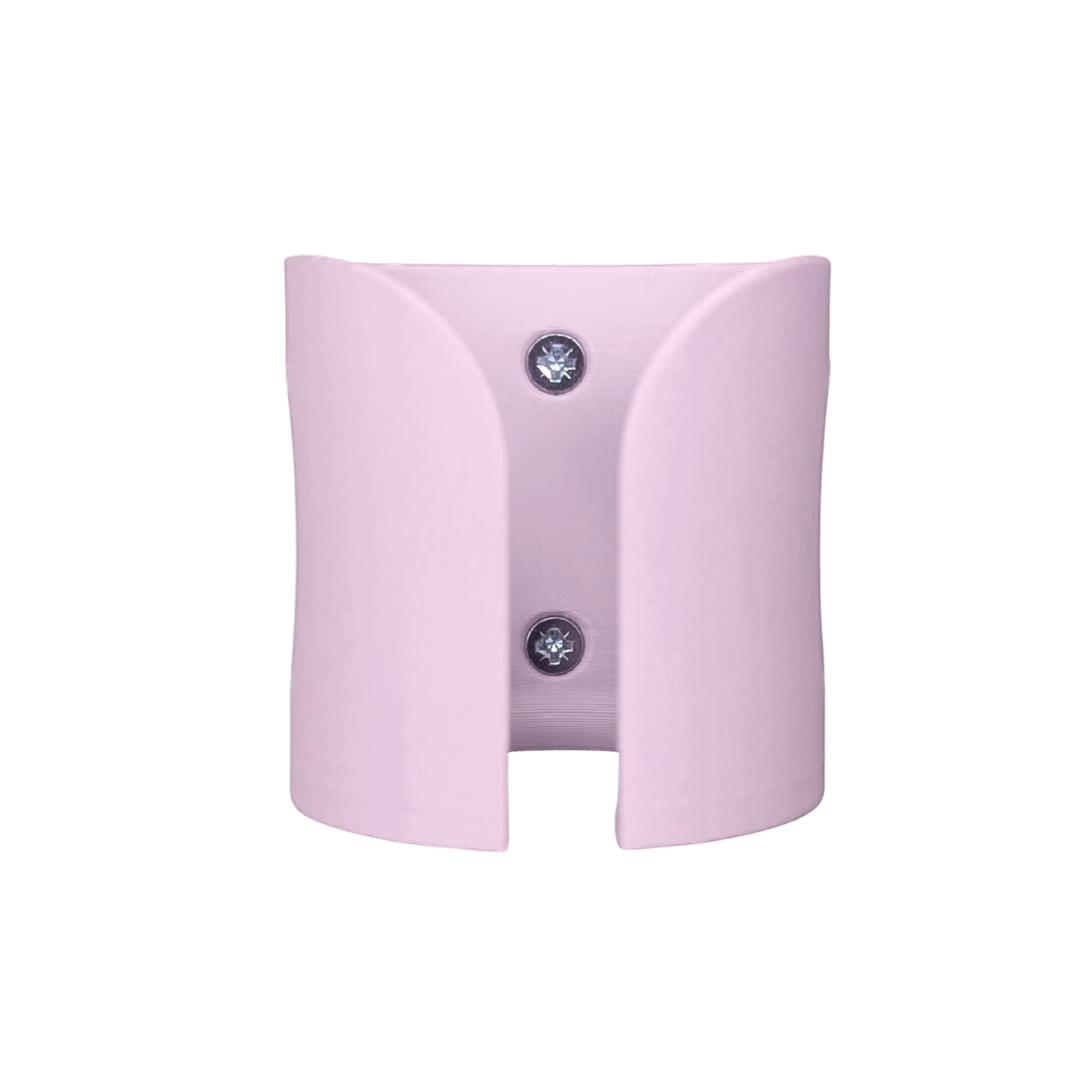 Pastel Pink guinea pig water bottle holder front view, 3D printed small pet accessory, Sheffield