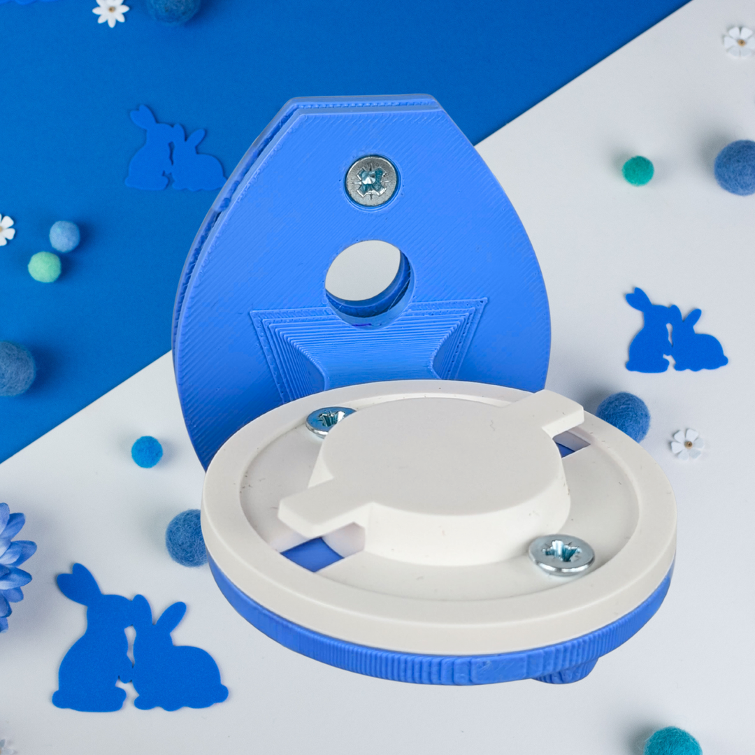 Sky Blue guinea pig Tapo camera mount side view, cable management, 3D printed Sheffield