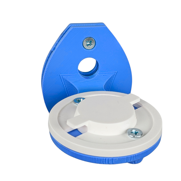 Sky Blue guinea pig camera cage mount side view, no tools needed, eco PLA made in Britain